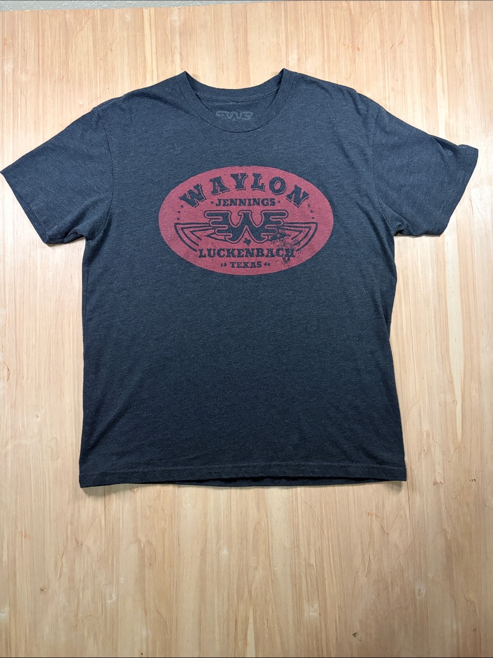 Waylon Jennings Luckenbach Texas Charcoal SS Tee Large